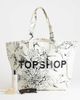 Topshop Topshop large printed canvas tote bag in floral-Neutral - 2