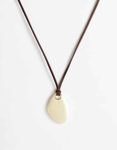 Topshop Topshop Leila cord necklace with pendant in gold and brown
