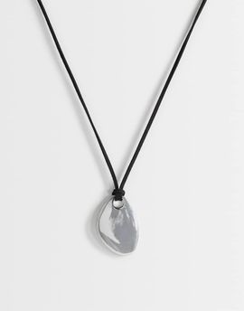 Topshop Topshop Leila cord necklace with pendant in silver and black