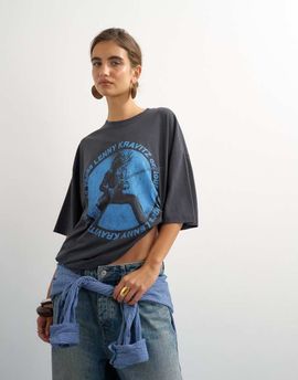 Topshop Topshop 'Lenny' oversized graphic tee in washed gray