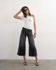Topshop Topshop light weight wide crop jean in washed black - 1