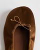 Topshop Topshop Lila round toe ballet flat in bronze satin-Brown - 3