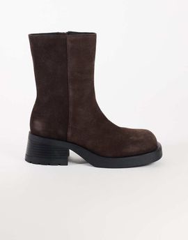 Topshop Topshop Lillian real suede chunky ankle boots in chocolate-Brown