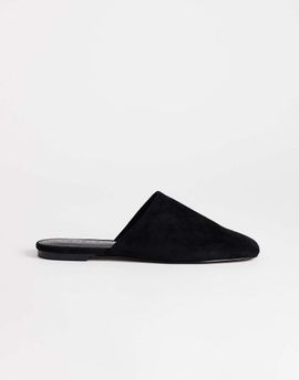 Topshop Topshop Lillie real suede round toe flat shoes in black