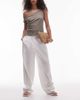 Topshop Topshop linen barrel leg pants in white - 2