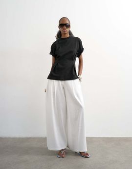Topshop Topshop linen blend A line wide leg pants in white