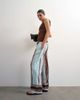 Topshop Topshop linen blend blue painted stripes straight leg pants with deep cuffs in blue-Multi - 1