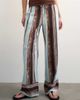Topshop Topshop linen blend blue painted stripes straight leg pants with deep cuffs in blue-Multi - 2