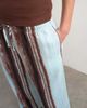 Topshop Topshop linen blend blue painted stripes straight leg pants with deep cuffs in blue-Multi - 4
