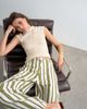 Topshop Topshop linen blend clean tie waist barrel leg pants in green stripes - 2
