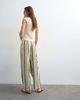 Topshop Topshop linen blend clean tie waist barrel leg pants in green stripes - 3