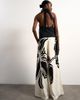Topshop Topshop linen blend floral placement wide leg pants in ecru-White - 3