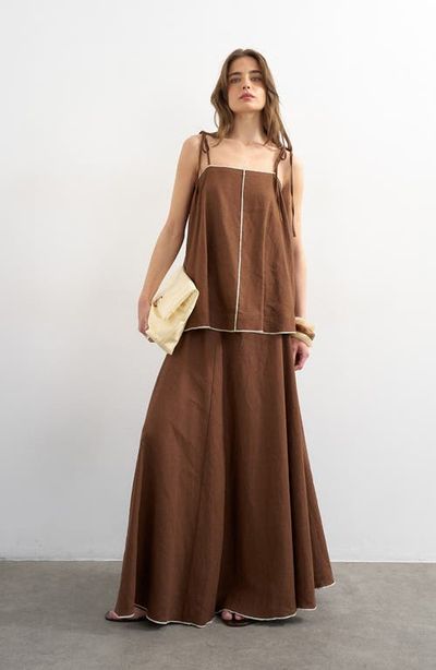 Topshop Topshop Linen Blend Maxi Skirt