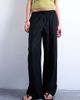 Topshop Topshop linen blend straight leg pants with deep cuffs in black - 1