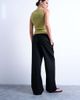 Topshop Topshop linen blend straight leg pants with deep cuffs in black - 4