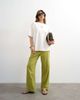Topshop Topshop linen blend straight leg pants with deep cuffs in mid green - 1