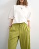 Topshop Topshop linen blend straight leg pants with deep cuffs in mid green - 2