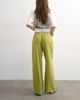 Topshop Topshop linen blend straight leg pants with deep cuffs in mid green - 3