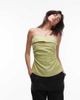 Topshop Topshop linen fold over bandeau top in pistachio green - 1