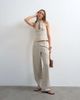 Topshop Topshop linen look striped low rise pants in ecru - part of a set-White - 1