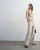 Topshop Topshop linen look striped low rise pants in ecru - part of a set-White - 3