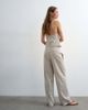 Topshop Topshop linen look striped low rise pants in ecru - part of a set-White - 4