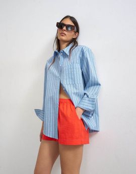 Topshop Topshop linen mini shorts with drawstring in red