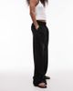 Topshop Topshop linen mix high waist double pleat pants in black - 2