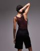 Topshop Topshop linen mix longline shorts in black-Red - 2