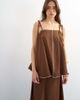 Topshop Topshop linen rich cami top with ecru contrast piping in brown - part of a set - 1