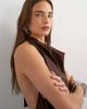 Topshop Topshop linen rich halter neck wrap mini dress in chocolate-Brown - 2