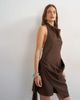 Topshop Topshop linen rich halter neck wrap mini dress in chocolate-Brown - 4