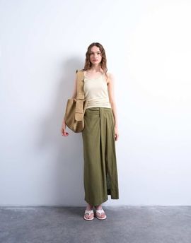 Topshop Topshop linen sarong maxi skirt in green