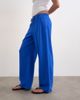 Topshop Topshop linen straight leg pants with deep cuff in cobalt-Blue - 2