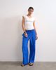 Topshop Topshop linen straight leg pants with deep cuff in cobalt-Blue - 3