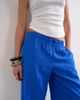 Topshop Topshop linen straight leg pants with deep cuff in cobalt-Blue - 4