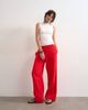 Topshop Topshop linen straight leg trouser with deep cuff in red - 1