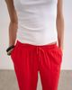 Topshop Topshop linen straight leg trouser with deep cuff in red - 4
