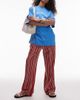Topshop Topshop linen straight pants in red and white stripe-Multi - 2