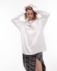 Topshop Topshop livewell sport long sleeve graphic skater tee in white - 1