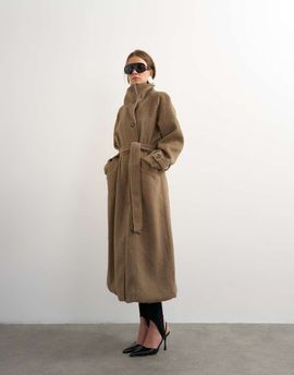 Topshop Topshop long dressy trench coat in mocha-Brown