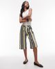 Topshop Topshop long line twill bermuda shorts in blue and yellow stripes-Multi - 3