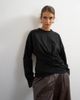 Topshop Topshop long sleeve draped detail top in black - 2