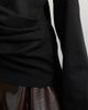 Topshop Topshop long sleeve draped detail top in black - 3