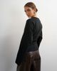 Topshop Topshop long sleeve draped detail top in black - 4