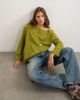Topshop Topshop long sleeve fallen shoulder top in moss green - 1
