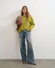 Topshop Topshop long sleeve fallen shoulder top in moss green - 3
