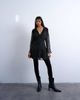 Topshop Topshop long sleeve lace trim mini day dress in black and white polka dots - 1