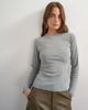 Topshop Topshop long sleeve micro v top in gray heather - 1