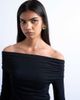 Topshop Topshop long sleeve off the shoulder top in black - 3